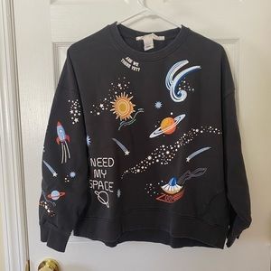 H&M graphic space sweatshirt size M